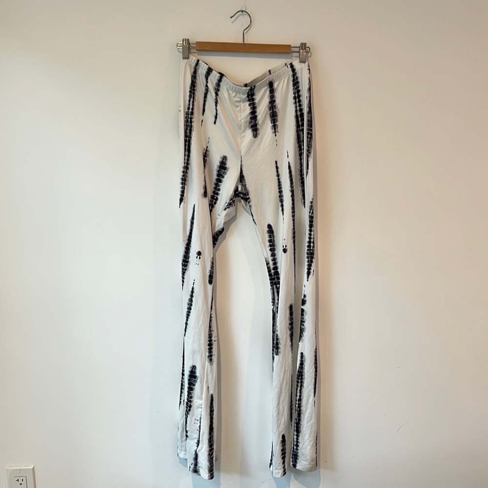 White bell bottoms, stretchy pants